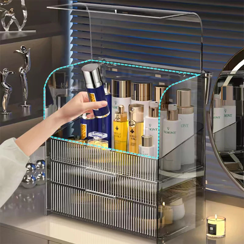 Clear acrylic makeup organizer with drawers