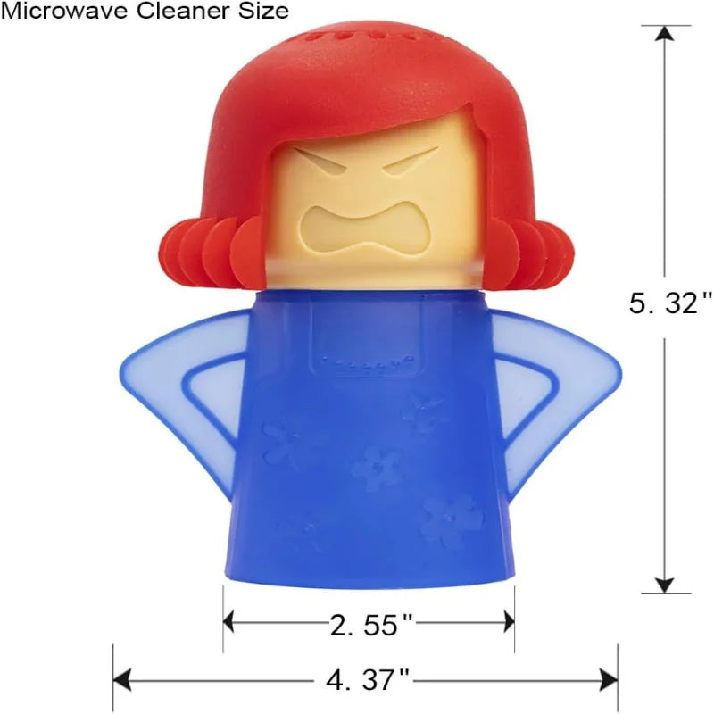 Angry Mama microwave cleaner size dimensions, 5.32 inches tall by 4.37 inches wide