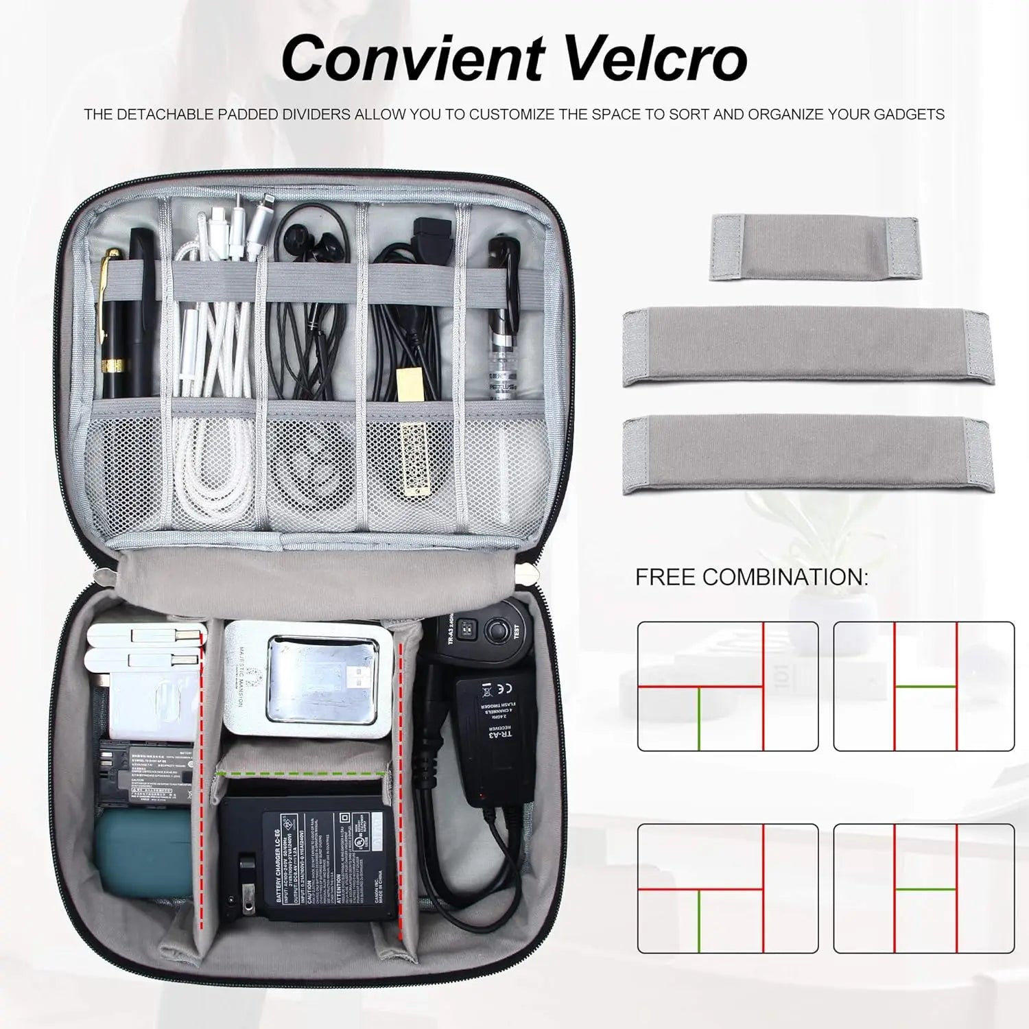 Travel cable organizer detail view