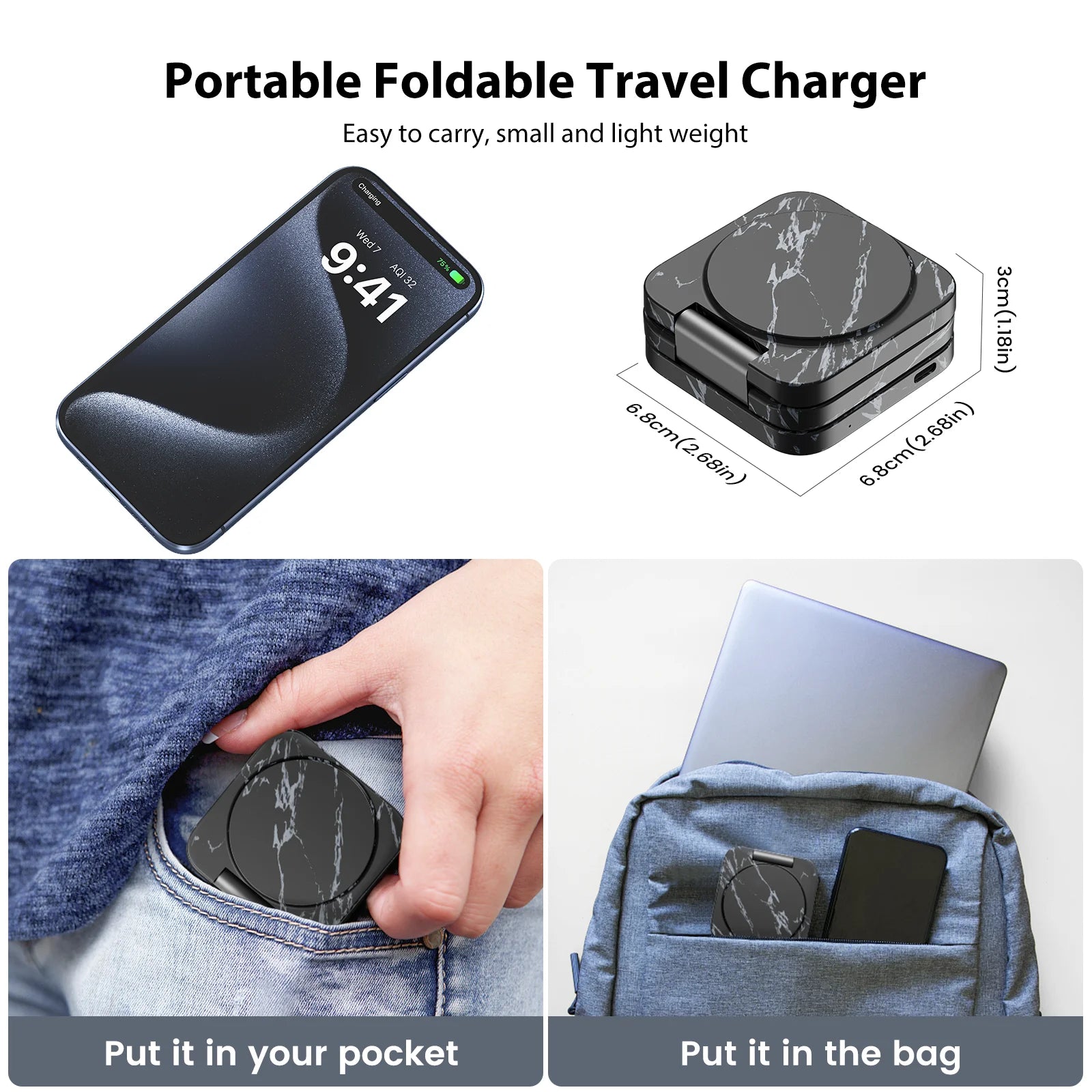 Magnetic wireless charging stand detail