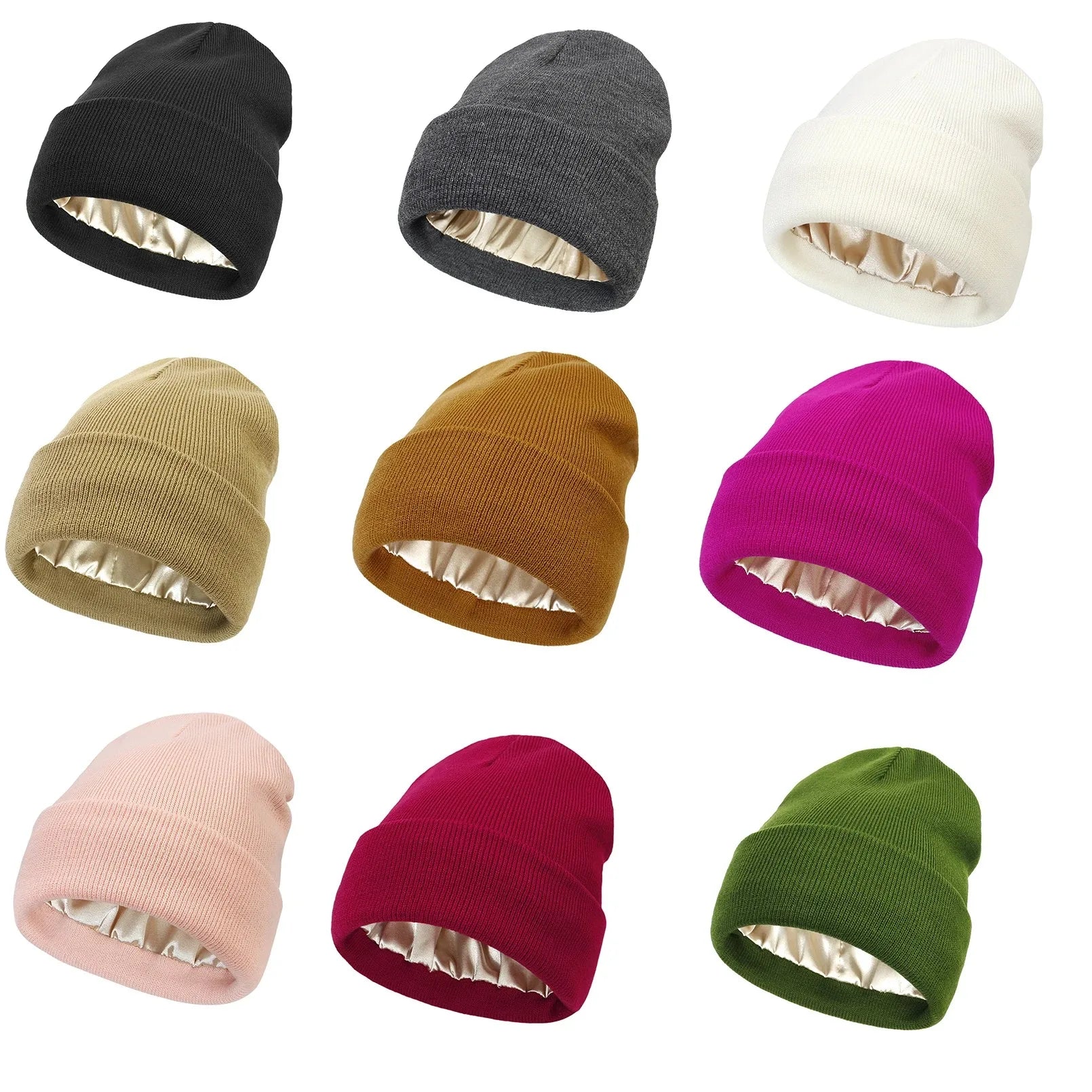 Satin-lined beanie for hair protection