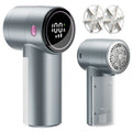 Rechargeable electric fabric shaver with two interchangeable head attachments
