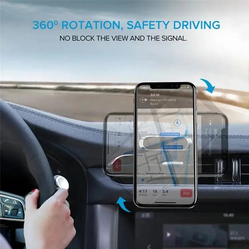 Magnetic car mount in use for navigation