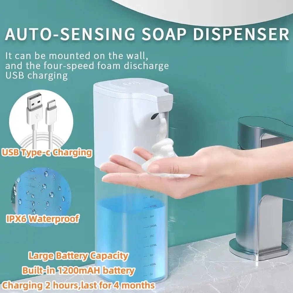 Hands-free soap dispenser in use
