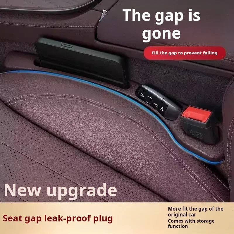 Car seat gap filler with built-in storage slot for phone and cards