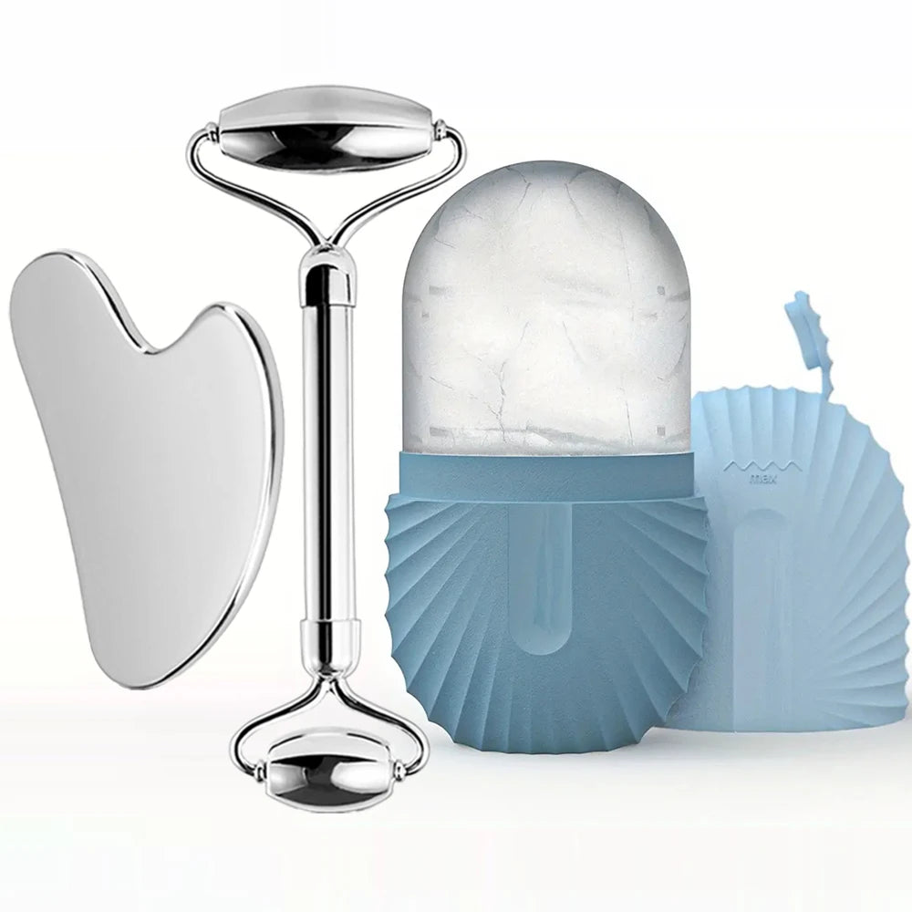 Ice roller cooling the face