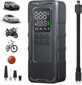 Cordless digital tire inflator with 4 nozzle adapters for car, motorcycle, bike, and ball