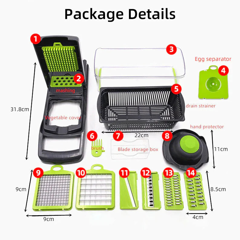 15-piece vegetable chopper set package contents