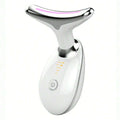 LED red light therapy face and neck wand, white with chrome paddle head