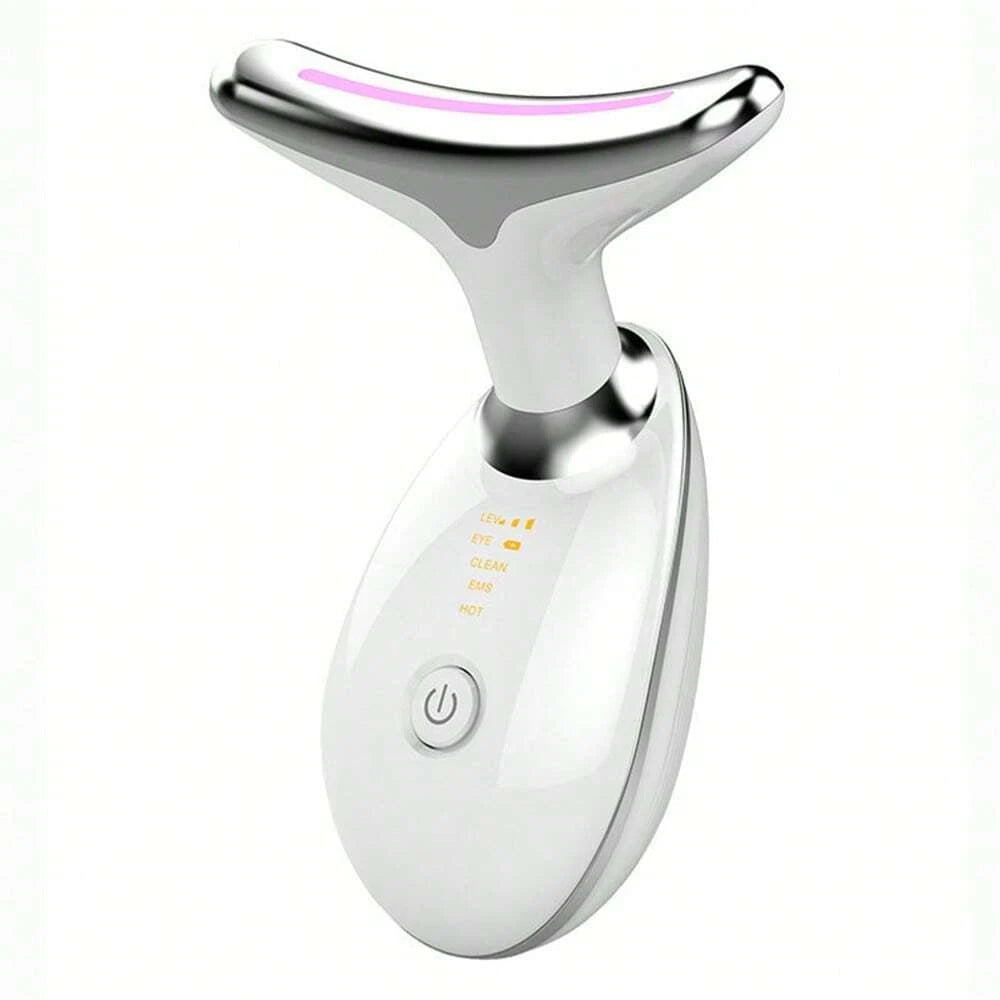 LED red light therapy face and neck wand, white with chrome paddle head